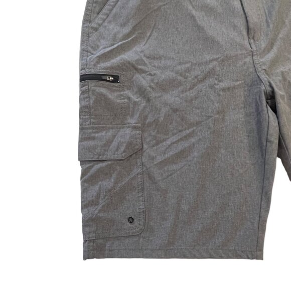 Iron Co Mens 38 Gray Cargo Shorts Zip Pockets Utility Belt Outdoor Summer Wear - Picture 5 of 15